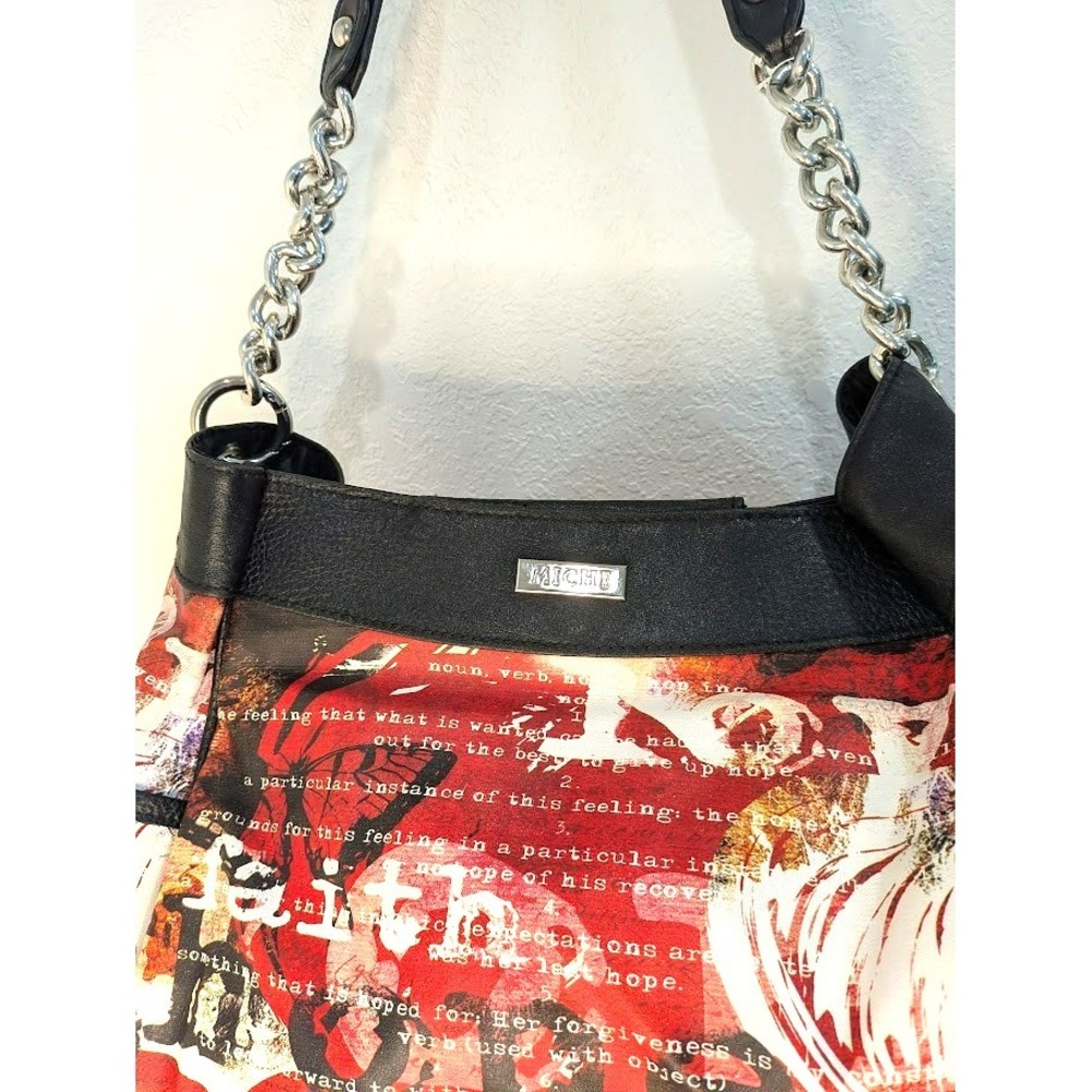Miche Demi Bag Red Hope Shell Cover with 2 Straps Graffiti Faith Black White VGC - Picture 3 of 9